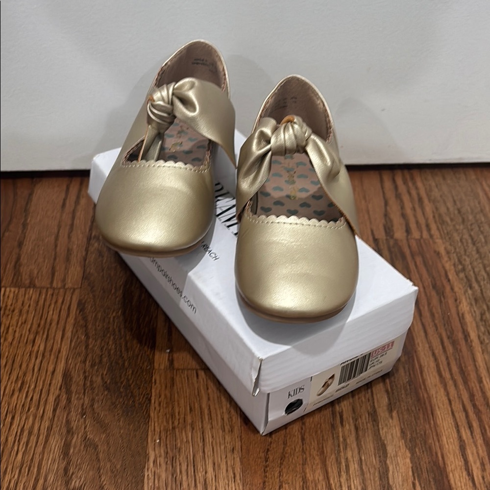 Gold Kids Shoes with Bow